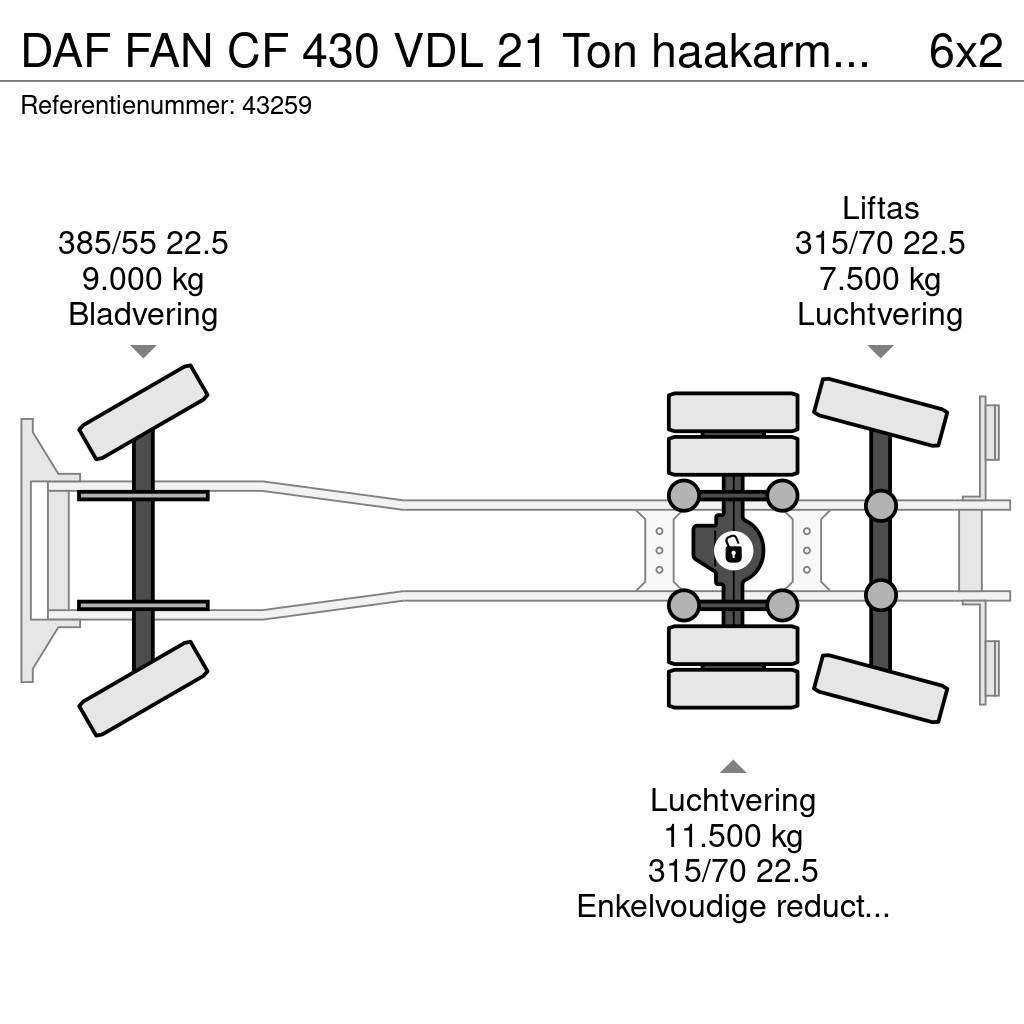 DAF FAN CF 430 VDL 21 Ton haakarmsysteem Kotalni prekucni tovornjaki