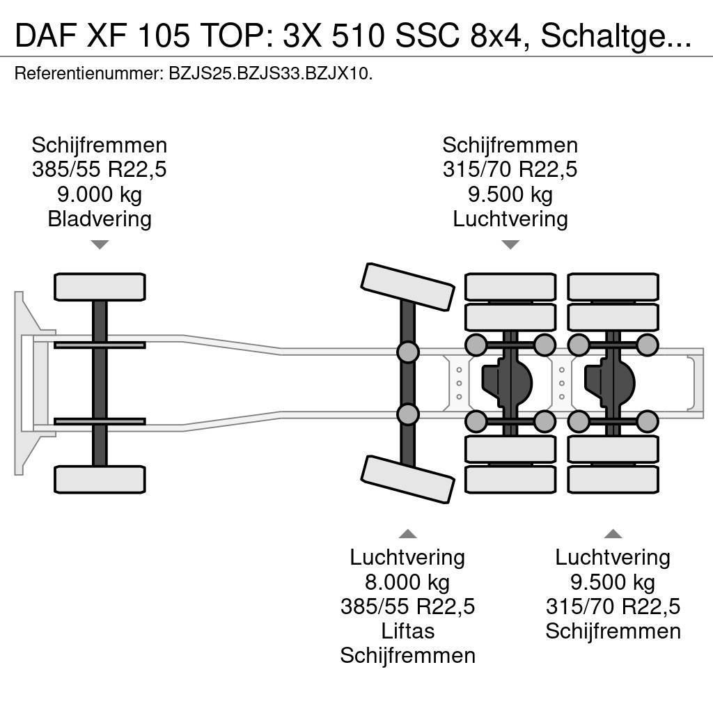 DAF XF 105 TOP: 3X 510 SSC 8x4, Schaltgetriebe, RETARD Tractor Units