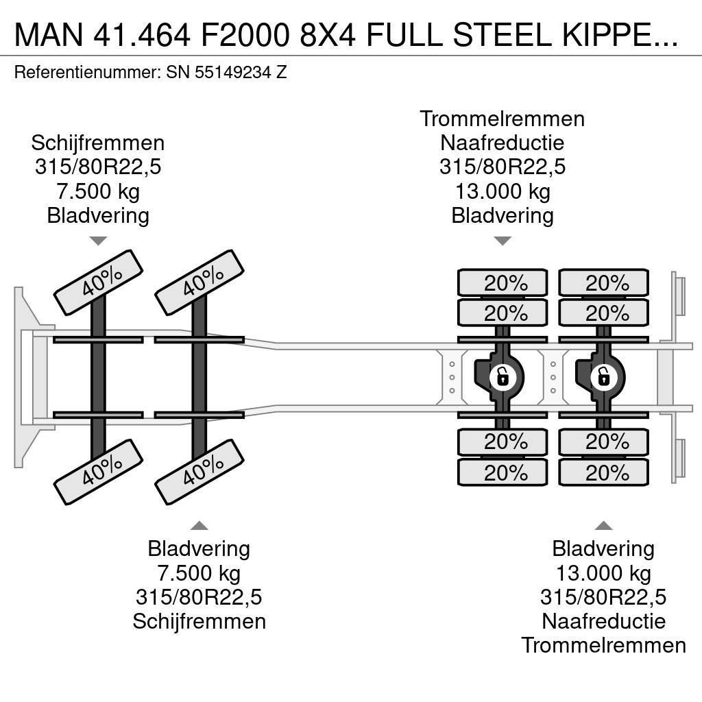 MAN 41.464 F2000 8X4 FULL STEEL KIPPER (EURO 2 / ZF16 Kiper tovornjaki