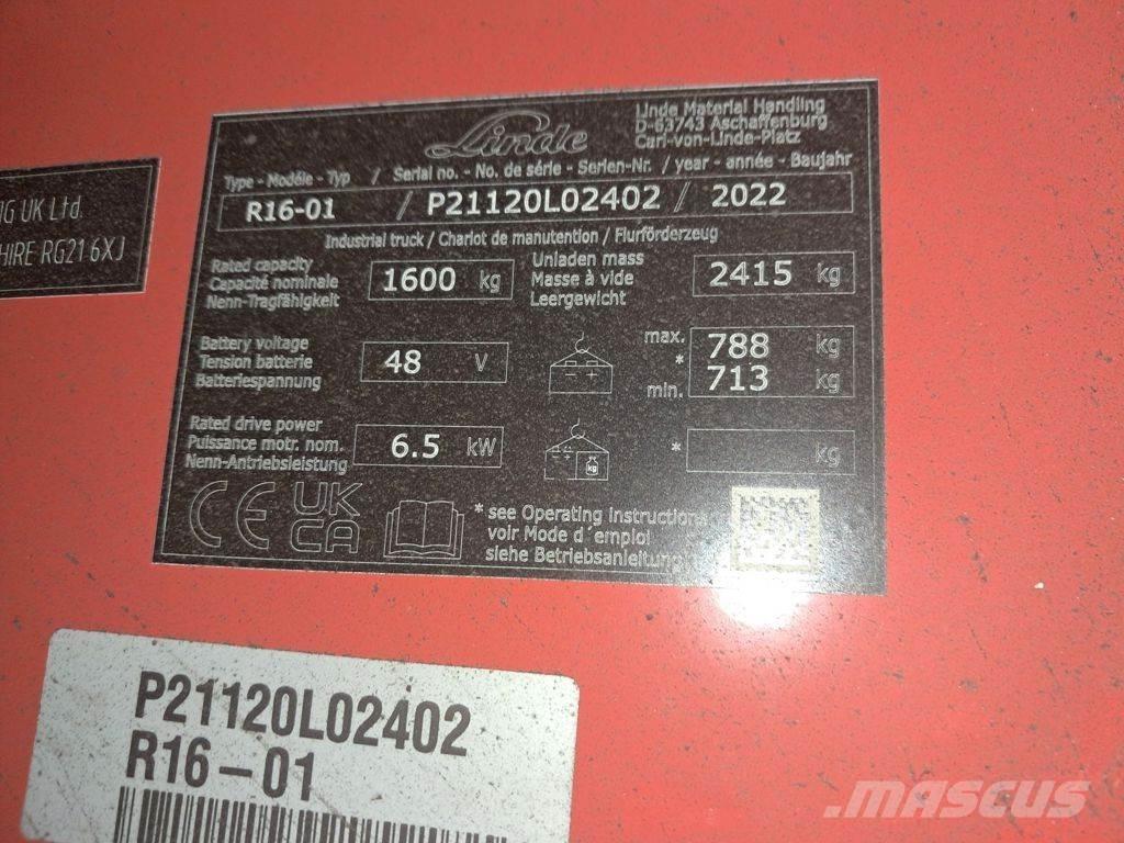 Linde R16-01 Električni viličarji