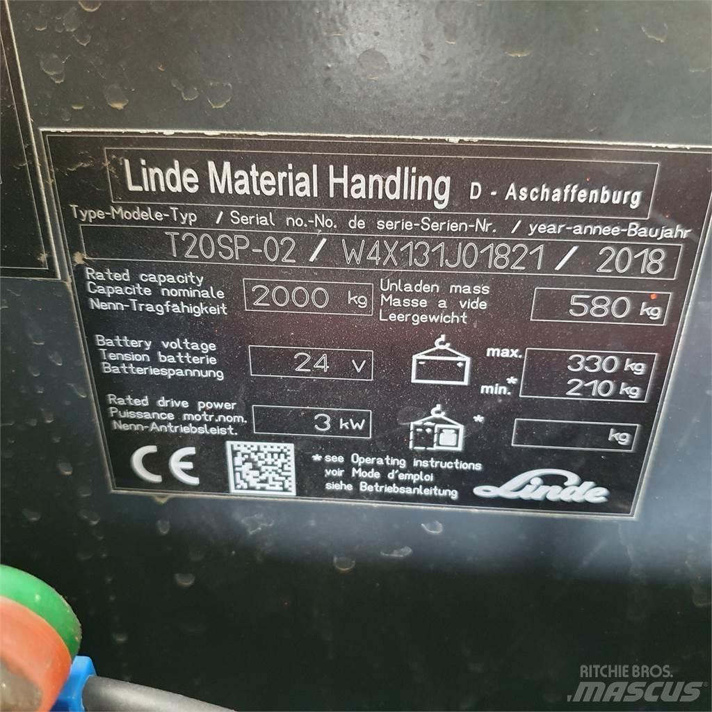 Linde T20SP kurz Električni nizko dvižni viličar
