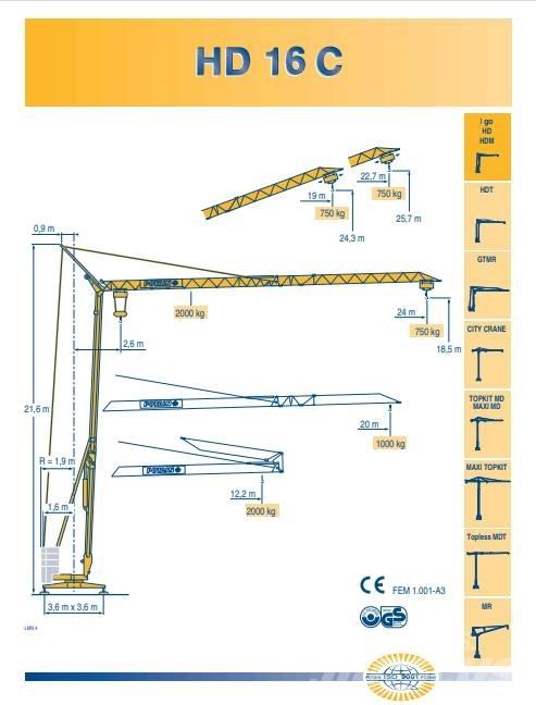 Potain HD 16 C Samopostavljivi žerjavi