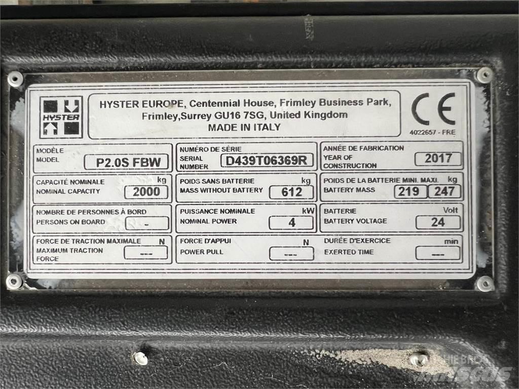 Hyster P2.0S Električni nizko dvižni viličar