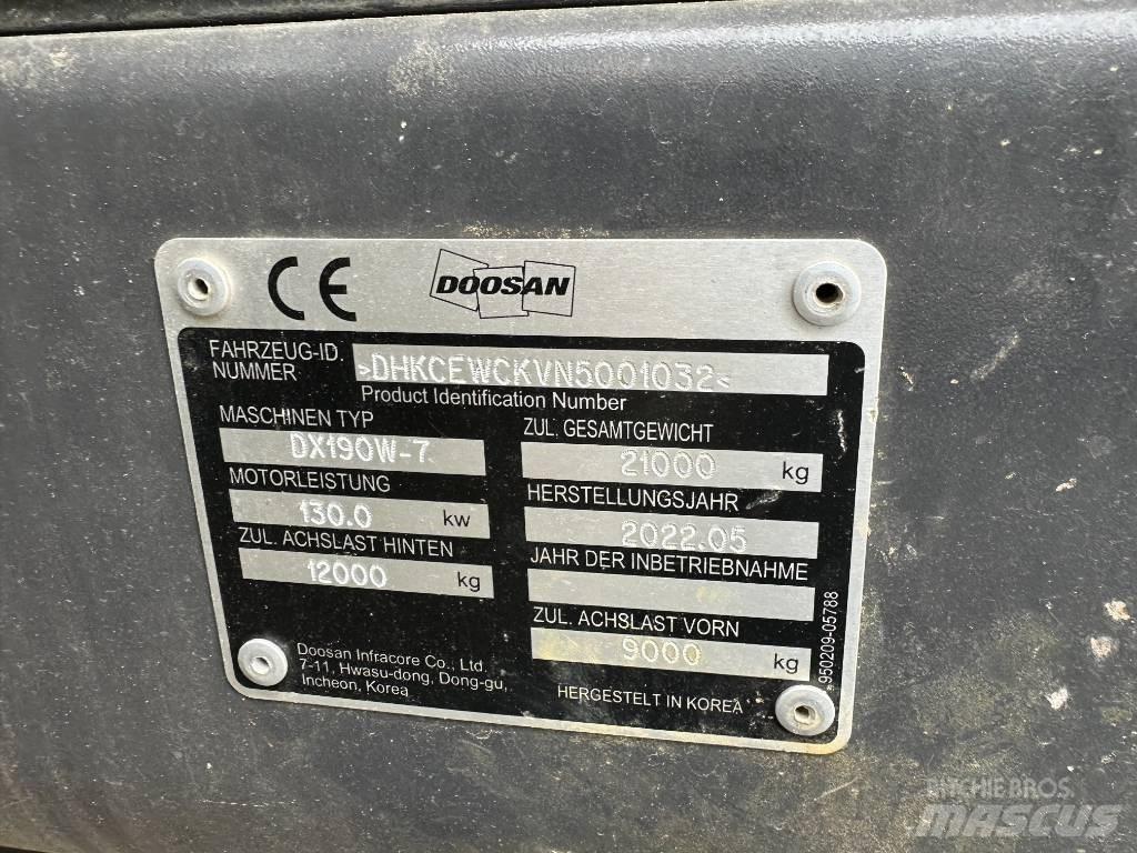 Doosan DX 190 W-7 Bagri na kolesih