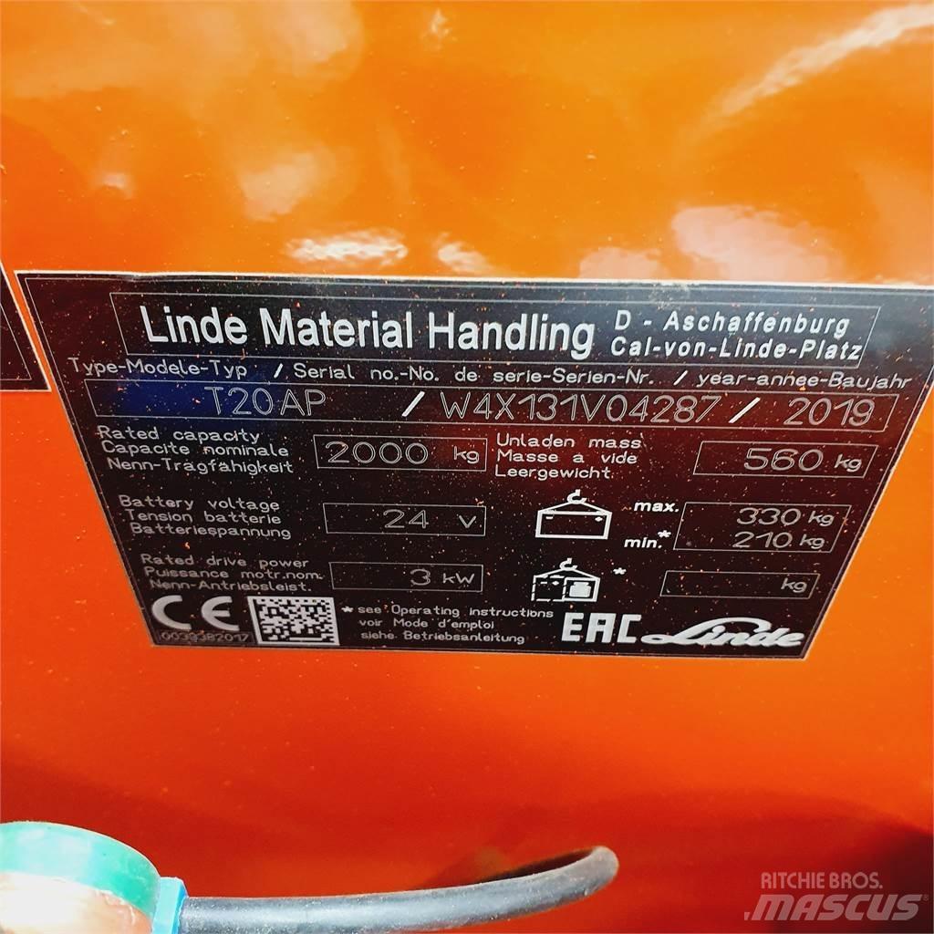 Linde T20AP kurz Električni nizko dvižni viličar