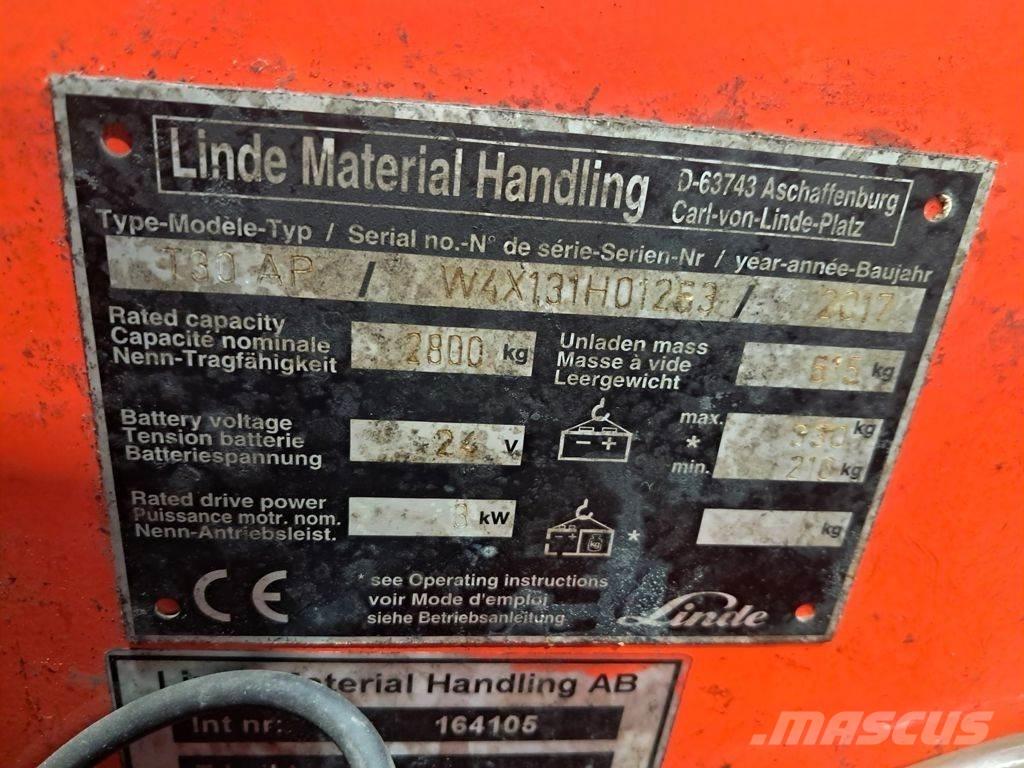 Linde T30 Električni nizko dvižni viličar