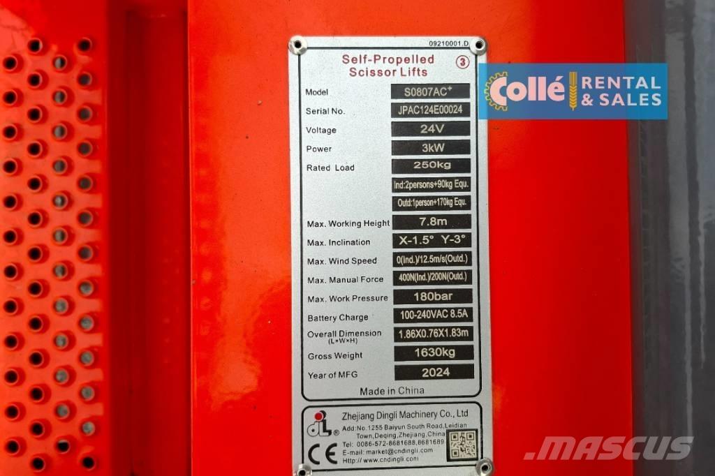 Dingli S0807AC+ | 2025 Škarjaste dvižne ploščadi