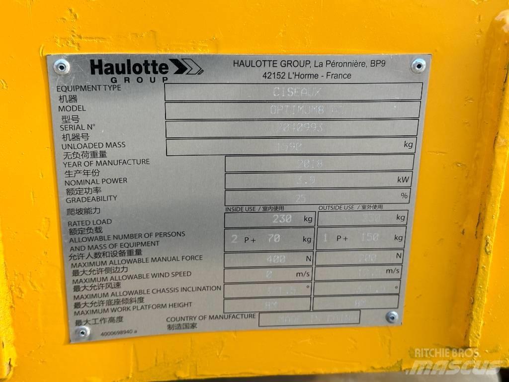 Haulotte OPTIMUM 8 Škarjaste dvižne ploščadi