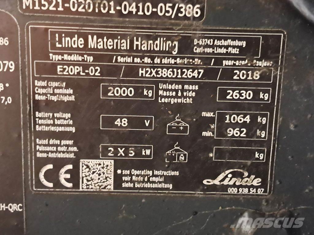 Linde E20PL-02 Električni viličarji