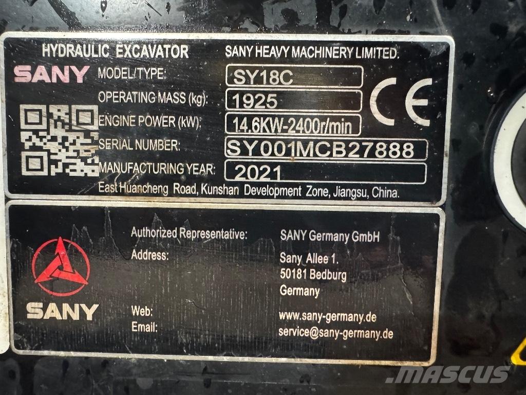 Sany SY 18 C Mini bagri <7t