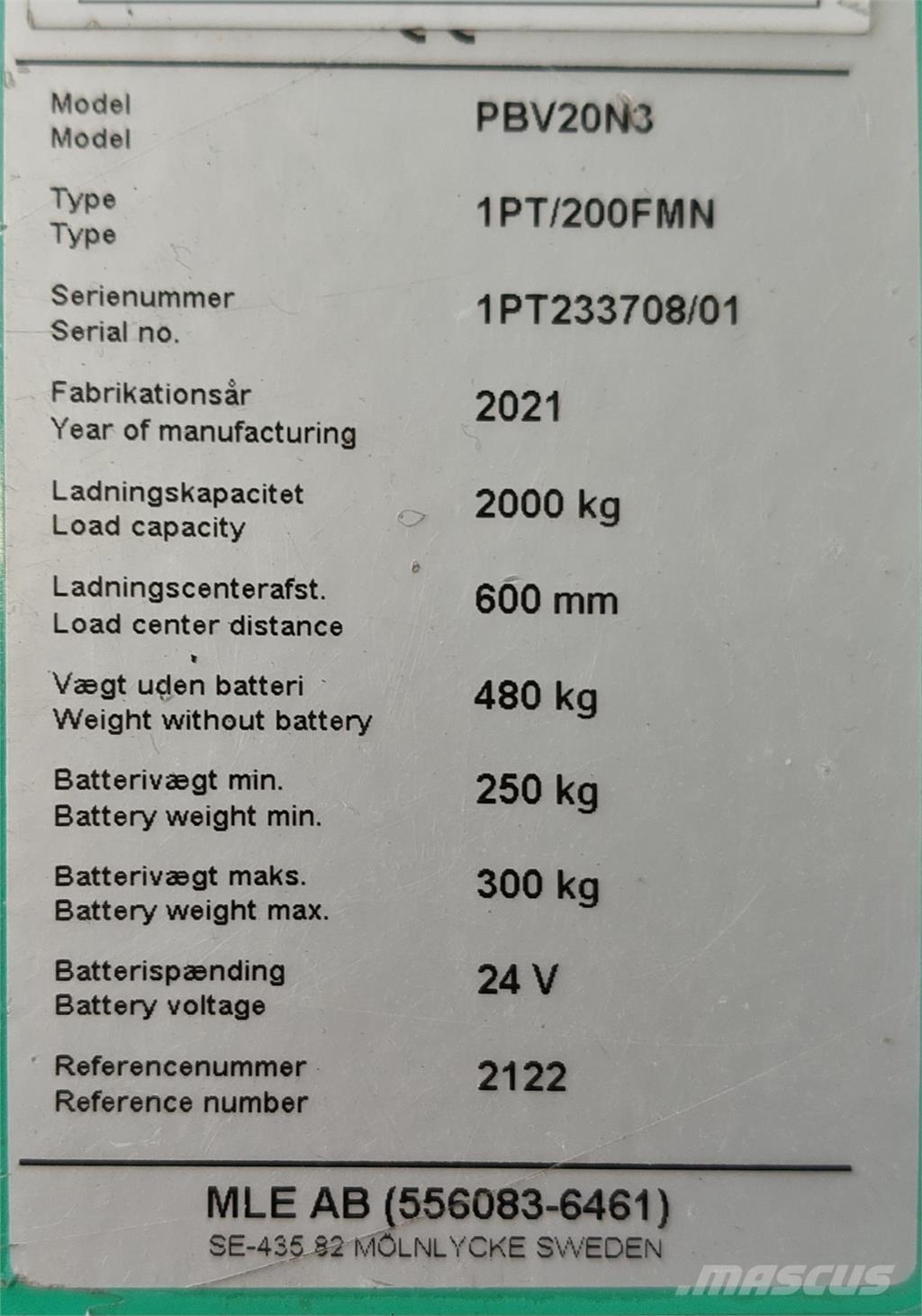 Mitsubishi PBV20N3 Transportni voziček