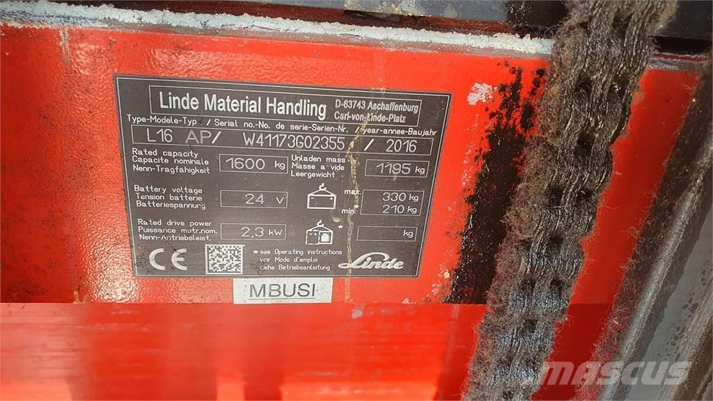 Linde L16AP Ročni električni viličar