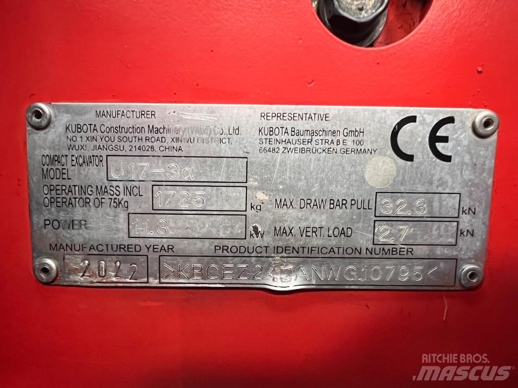 Kubota U 17-3 Mini bagri <7t