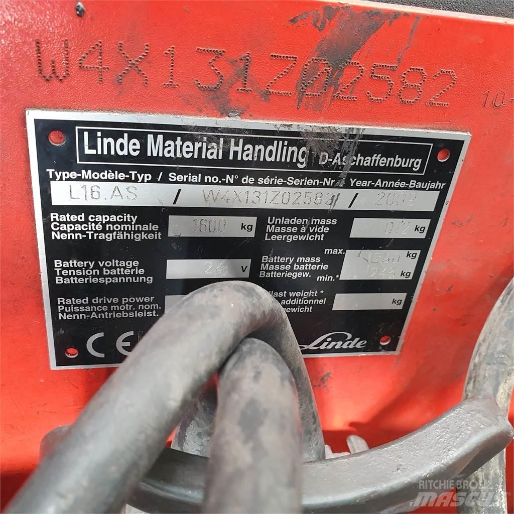 Linde L16AS Ročni električni viličar