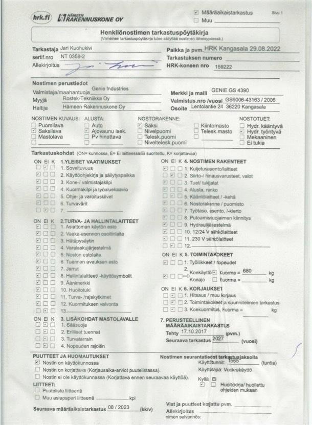 Genie GS 4390 Škarjaste dvižne ploščadi