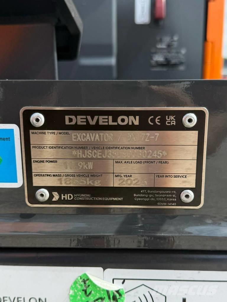 Develon DX 17 Z-7 Mini bagri <7t