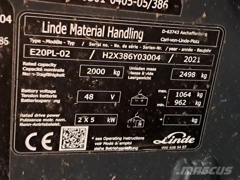 Linde E20PL-02 Električni viličarji