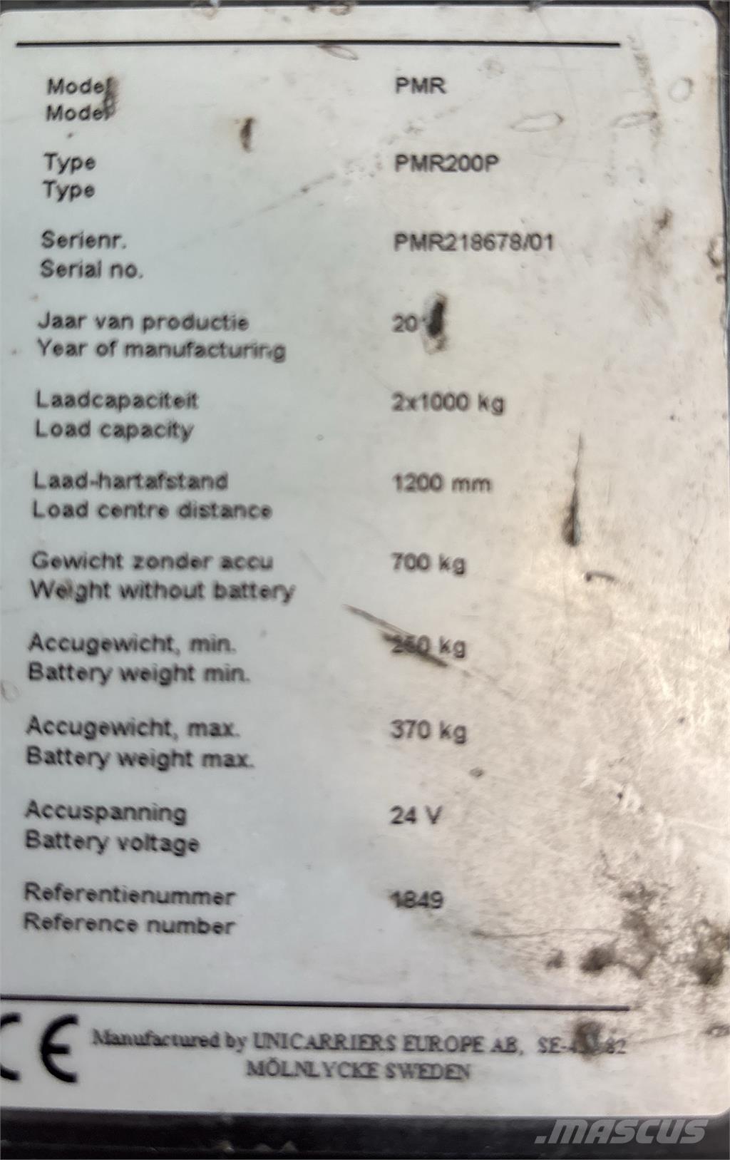 UniCarriers PMR200 Transportni voziček