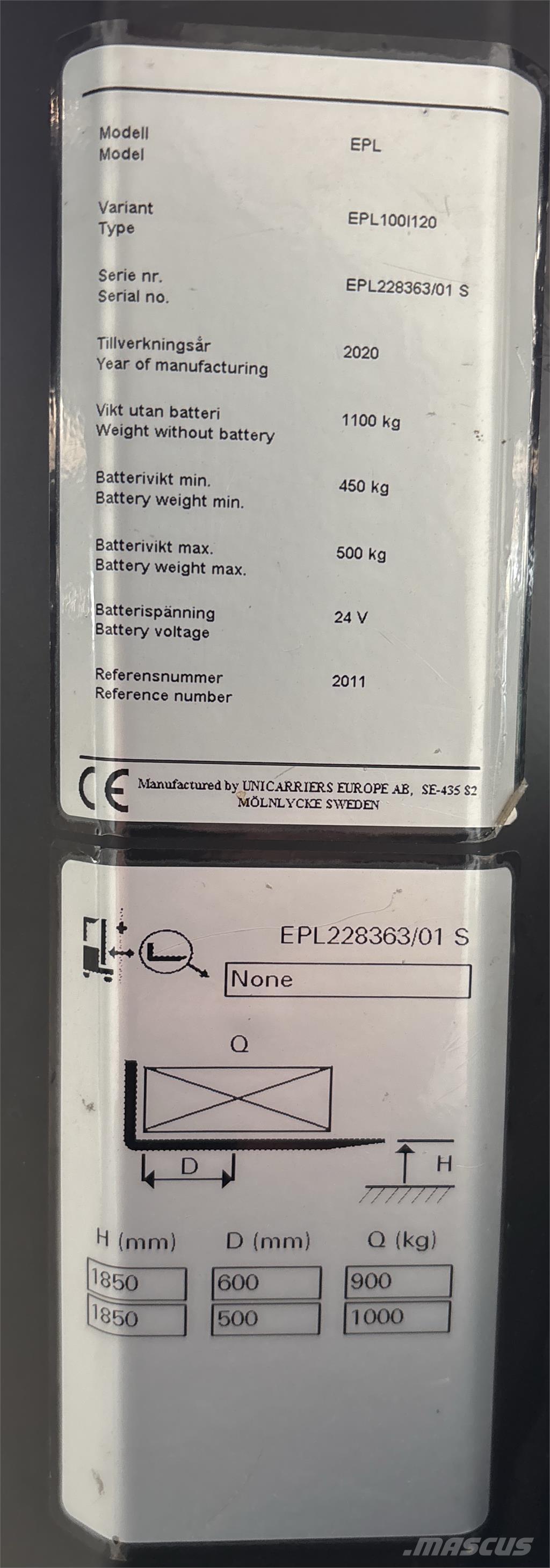 UniCarriers EPL100 Nizko dvižni komisionirni viličar