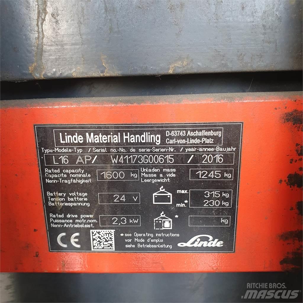 Linde L16AP Ročni električni viličar
