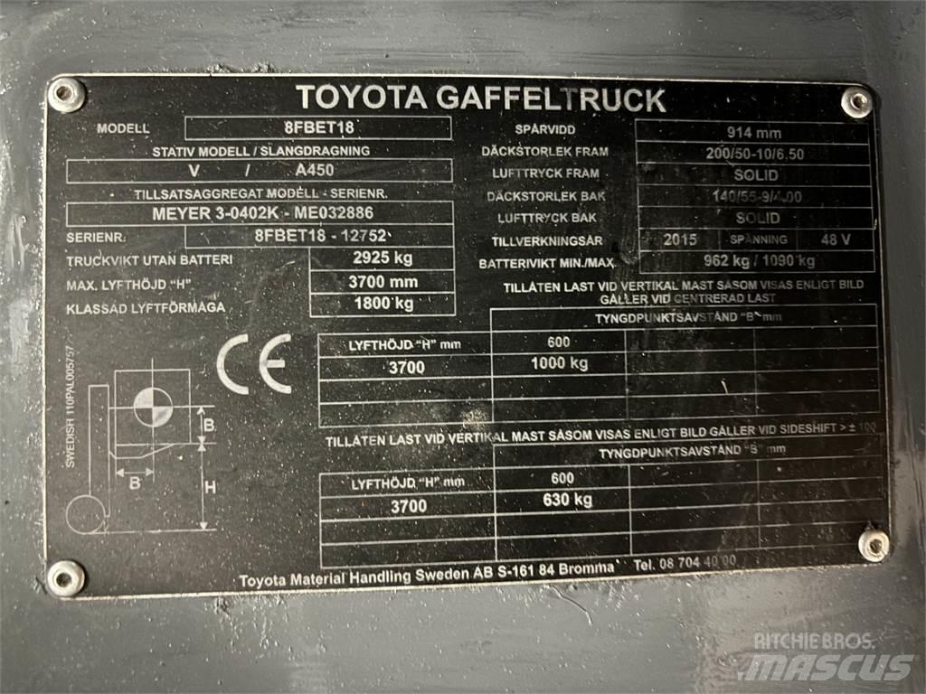 Toyota 8FBET18 Električni viličarji