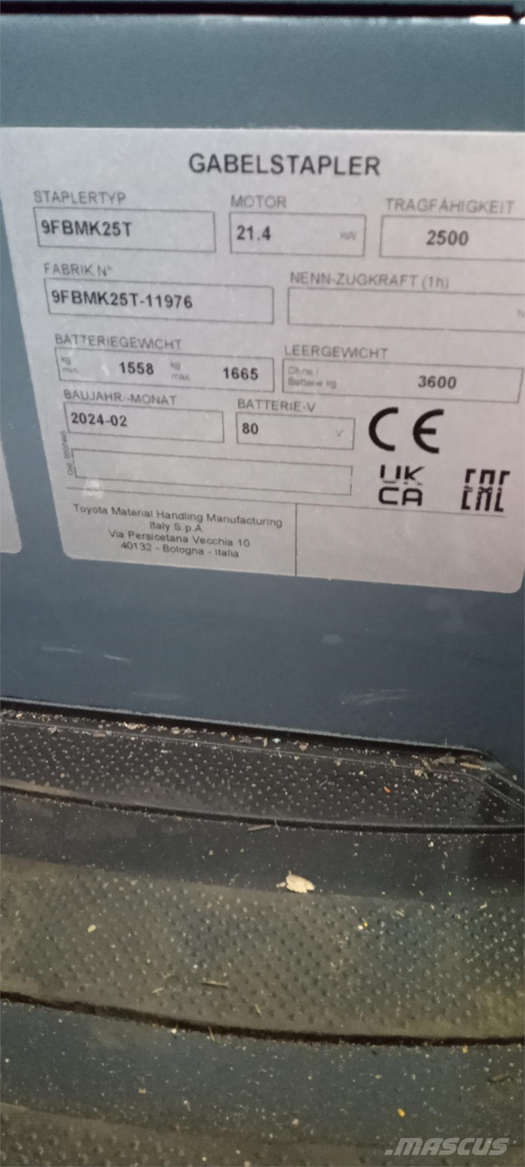 Toyota 9FBMK25T Električni viličarji