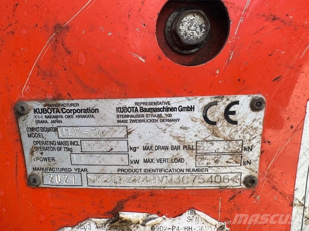 Kubota U 17-3 Mini bagri <7t