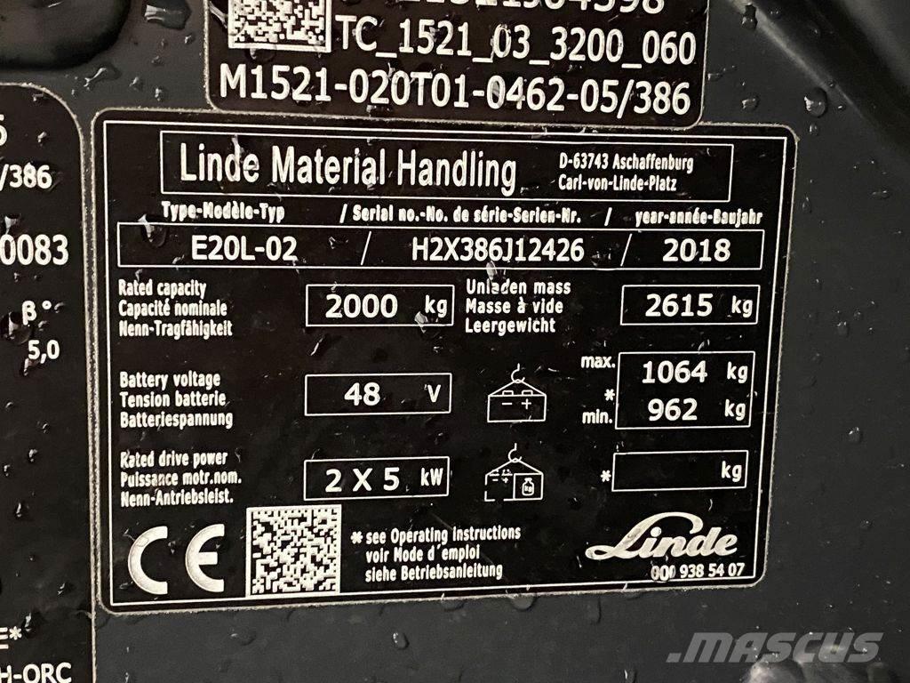 Linde E20L-02 Električni viličarji