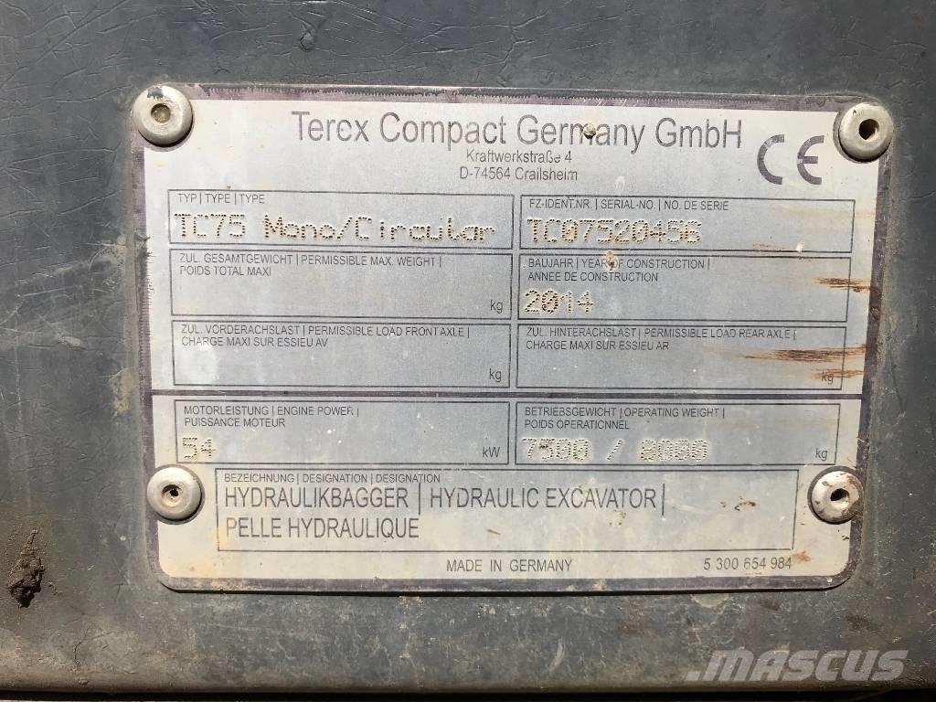 Terex TC 75 (Circular) Midi bagri 7t – 12t