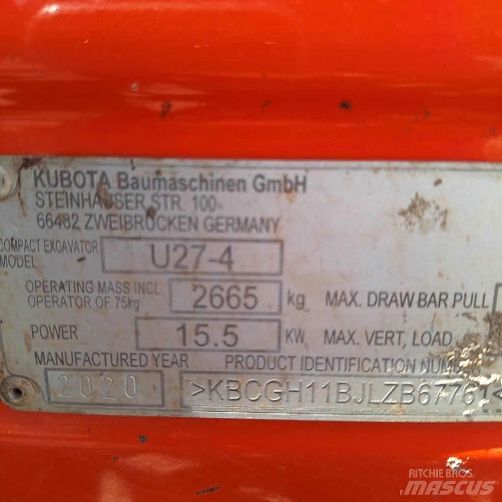 Kubota U 27-4 Mini bagri <7t
