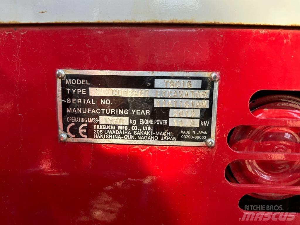 Takeuchi TB 016 Mini bagri <7t