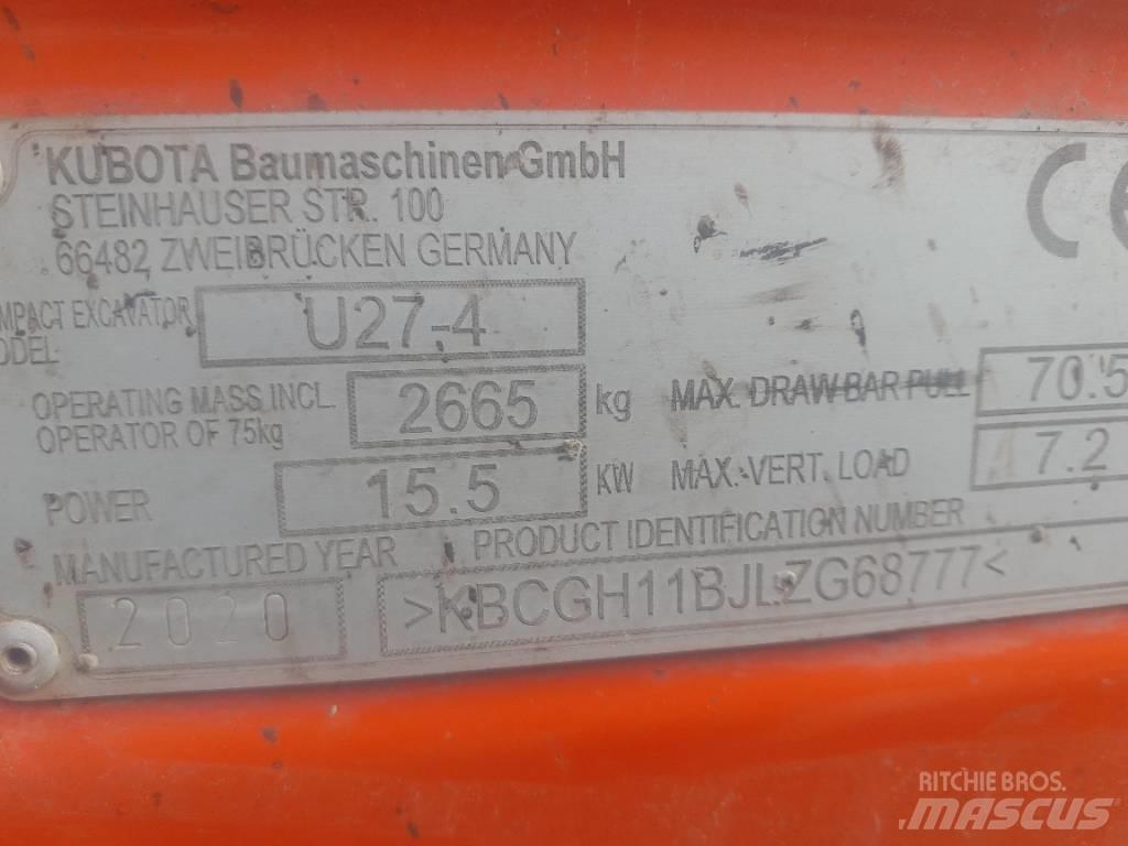 Kubota U 27-4 Mini bagri <7t