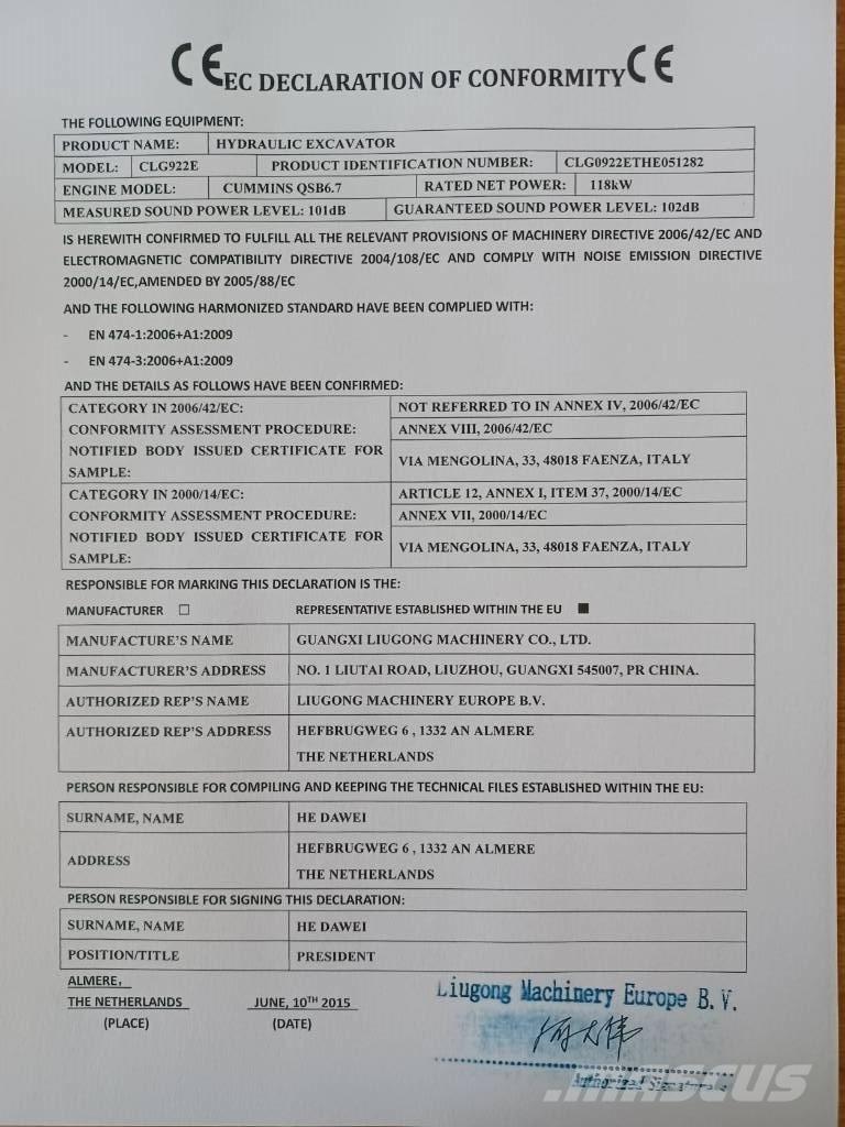 LiuGong CLG 922 E Bagri goseničarji