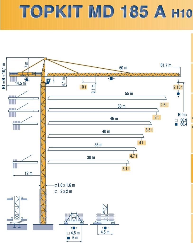Potain MD 185 A H10 Stolpni žerjavi