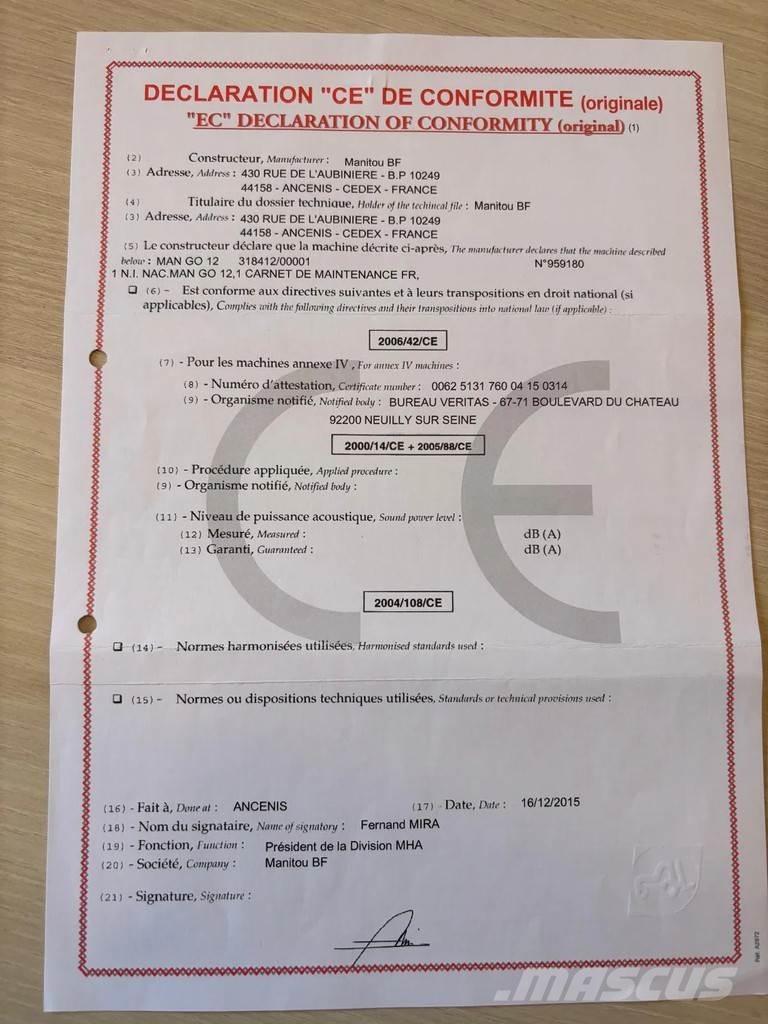 Manitou Man'Go 12 Zglobne dvižne ploščadi