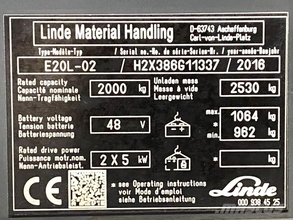Linde E20L Električni viličarji