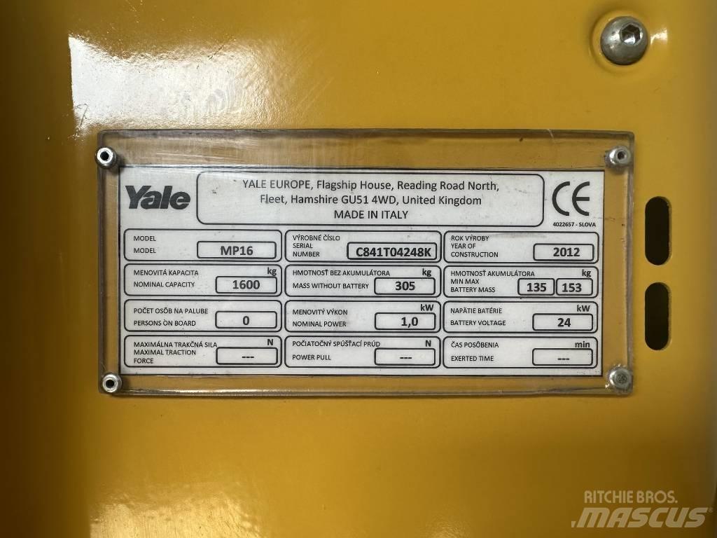 Yale MP16 Električni nizko dvižni viličar