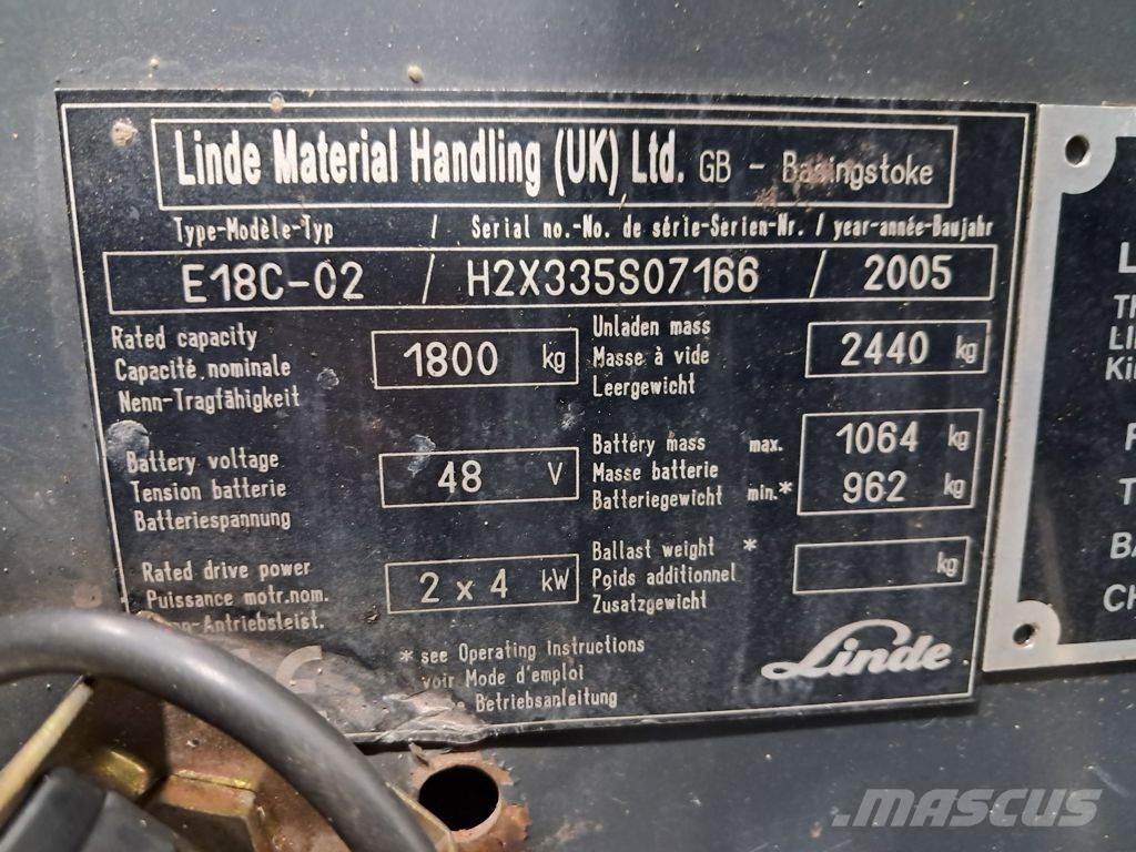 Linde E18C-02 Električni viličarji