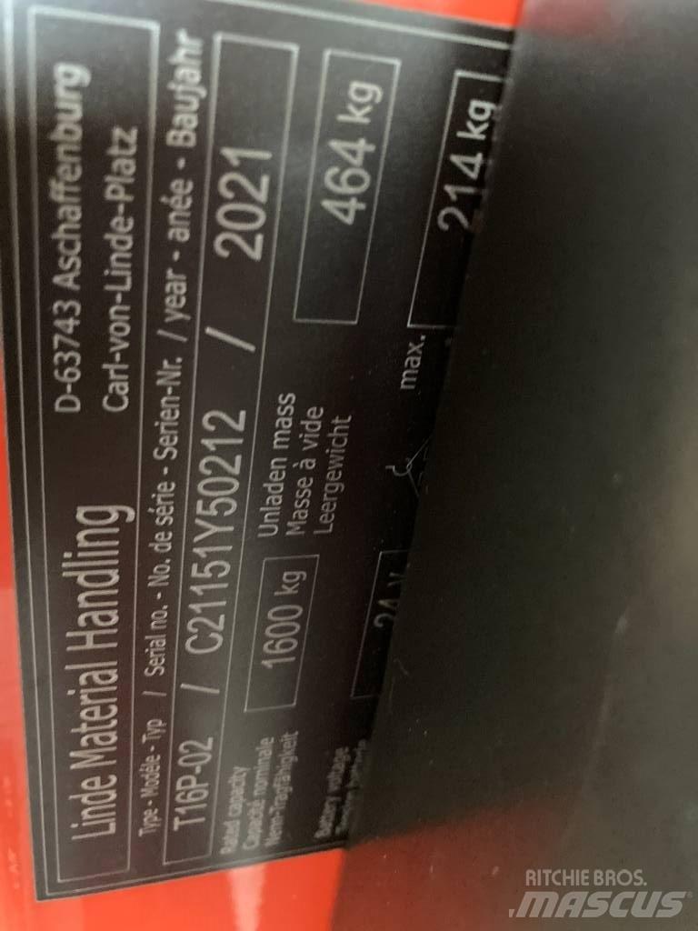 Linde T16P/1151-02 Električni nizko dvižni viličar s stojiščem