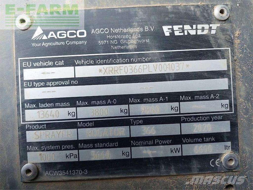 Fendt rogator 366 Vlečne škropilnice