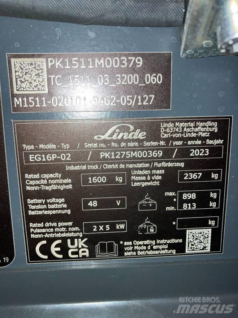 Linde EG16P/1275-02 Električni viličarji