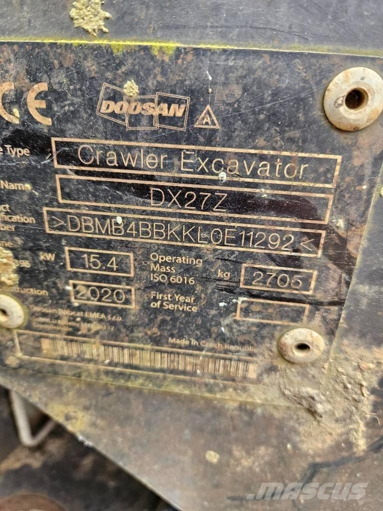 Doosan DX 27 Z Mini bagri <7t