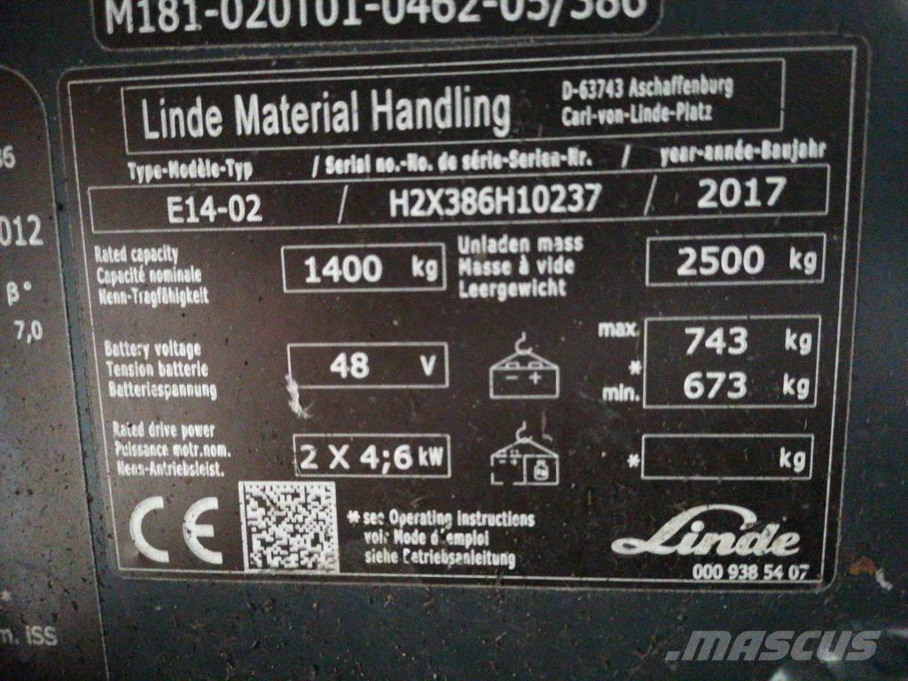 Linde E14-02 Električni viličarji