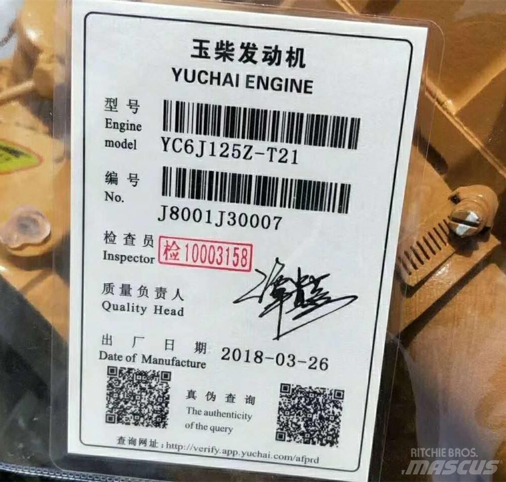 Yuchai YC6J125Z-T21 Motorji