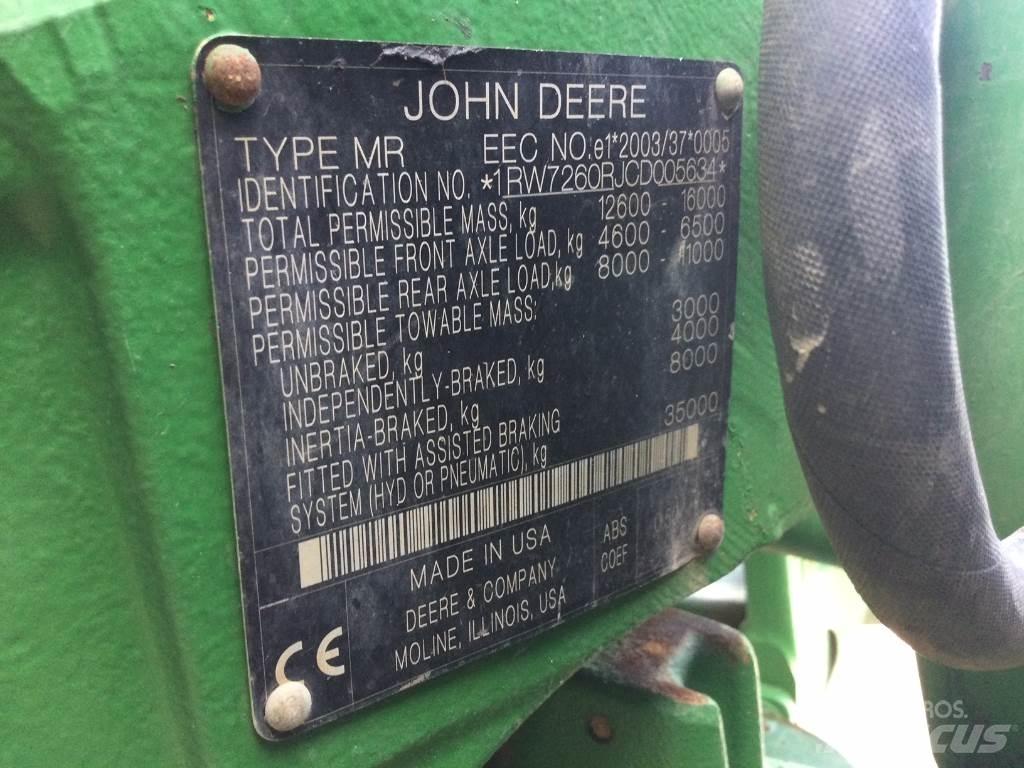 John Deere 7260R Traktorji