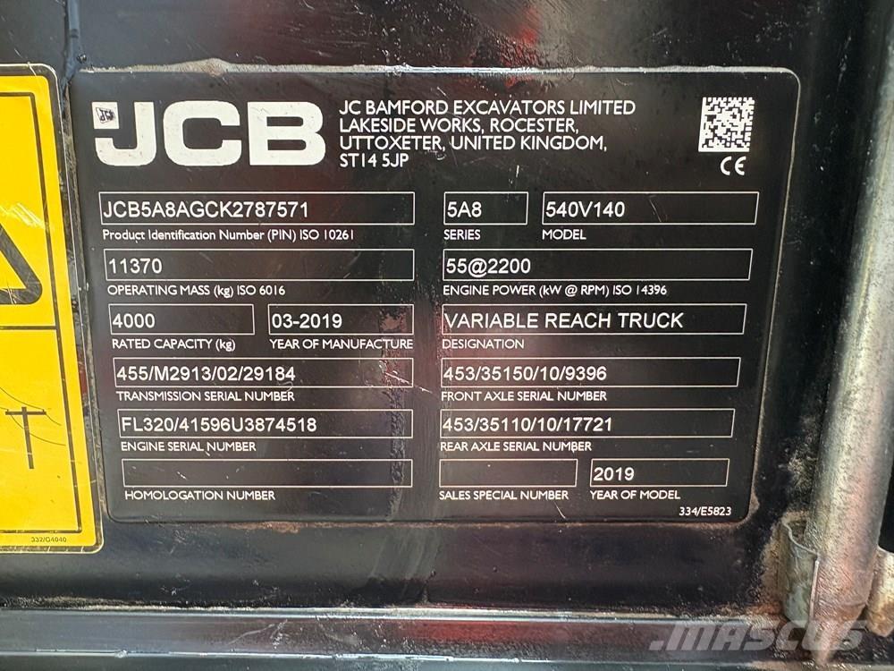 JCB 540-140 Teleskopski viličarji