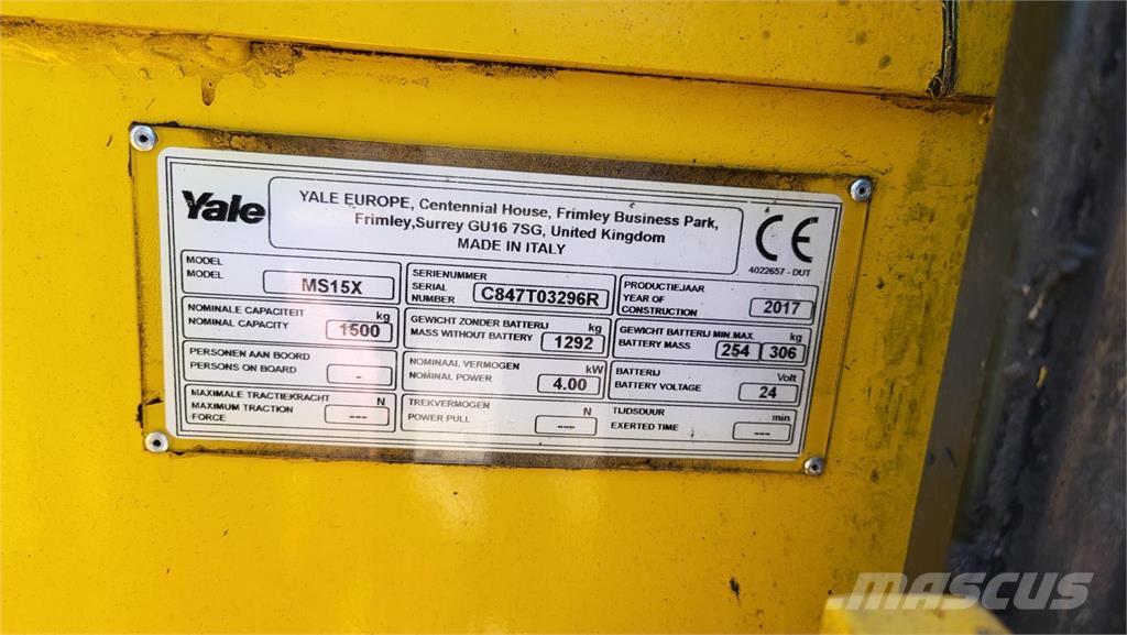 Yale MS15X 2017 Samopogonski ročni viličarji