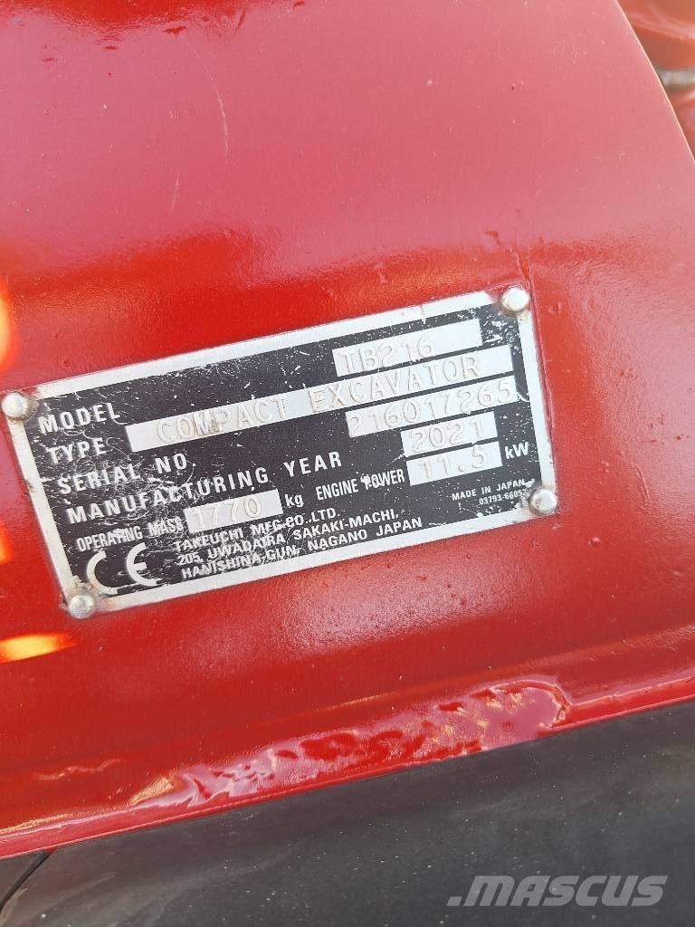 Takeuchi TB 216 Mini bagri <7t