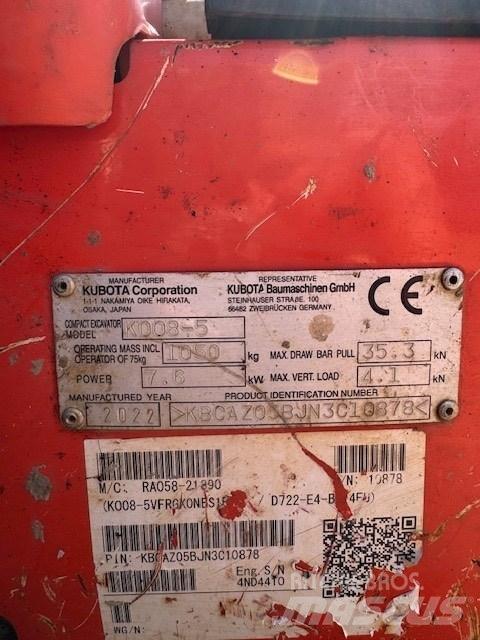 Kubota K 008-5 Mini bagri <7t