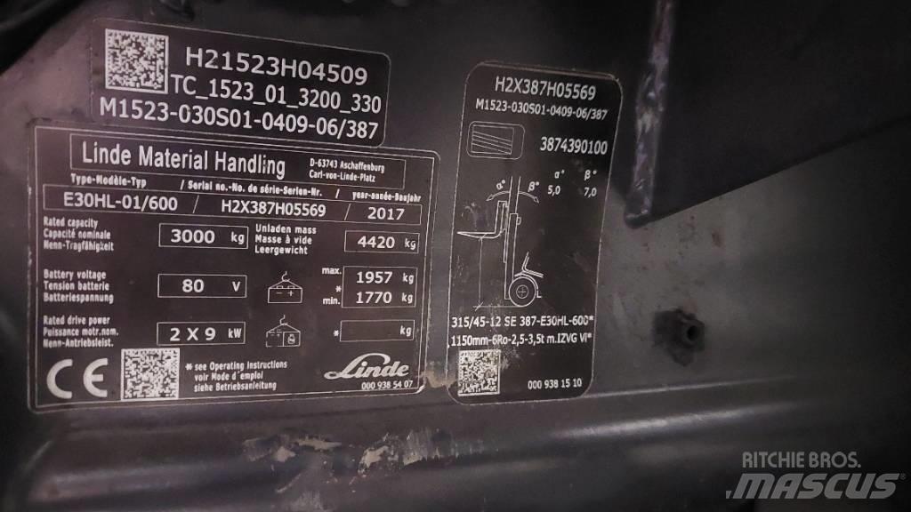 Linde E 30HL-01/600 Električni viličarji